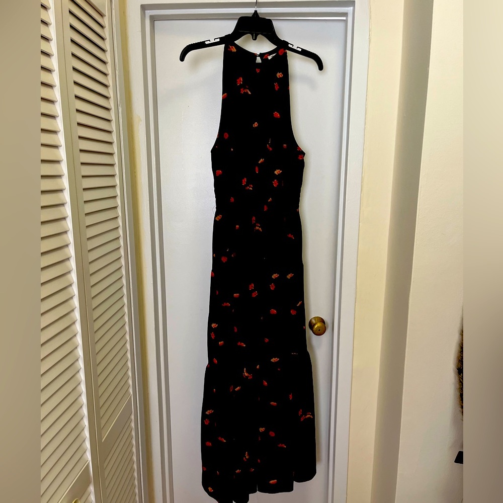 Wilfred maxi dress - black with red floral detail